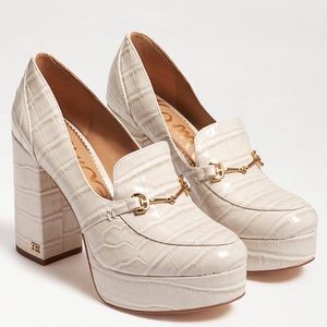 Sam Edelman Aretha Bit Platform Loafer Ivory Croc
